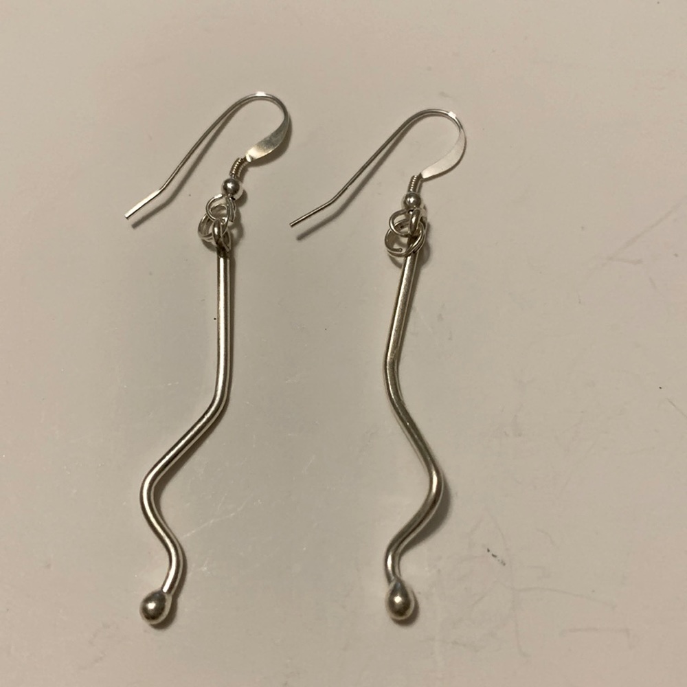 Sterling Silver Squiggle Dangle Earrings